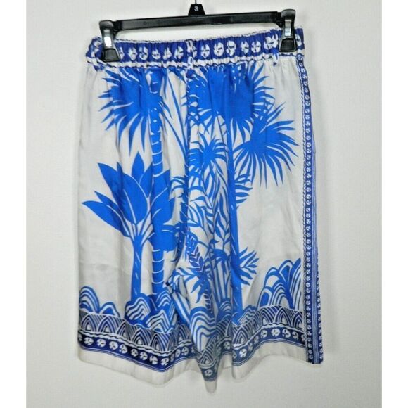Zara‎ Shorts Size X-Small White Blue Floral Bermuda Printed Elastic Waist - Picture 5 of 8
